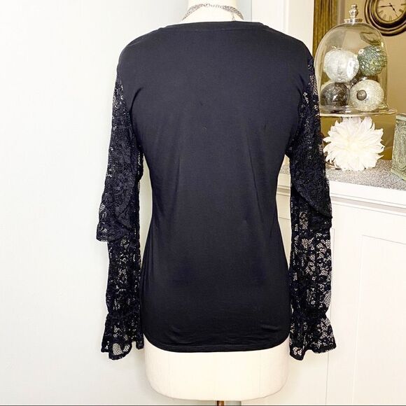 Stella and Dot Belle Black Lace Bell Sleeve Blouse XS - Picture 6 of 12